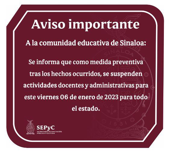$!Sepyc cancela actividades para este viernes tras jornada violenta en Sinaloa