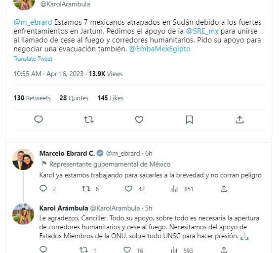 Alistan evacuación de 7 mexicanos atrapados en Sudán por conflicto interno