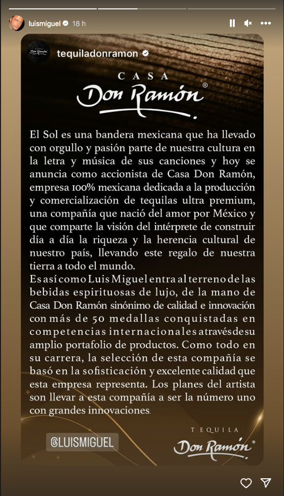 $!Luis Miguel se vuelve empresario con una marca premium de tequila en México