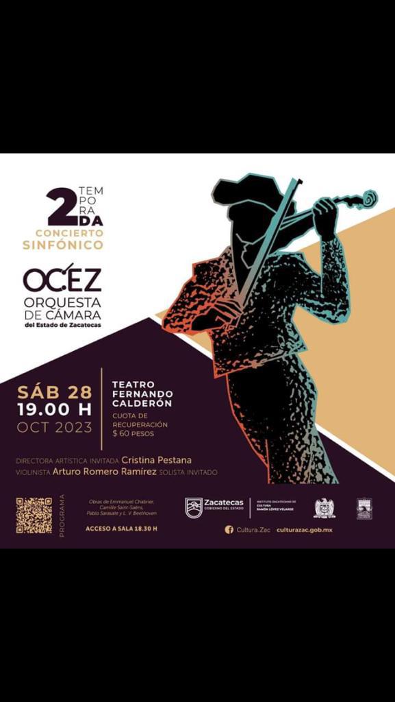 $!El primer concierto será el 28 de octubre en el Teatro Fernando Calderón, de Zacatecas.