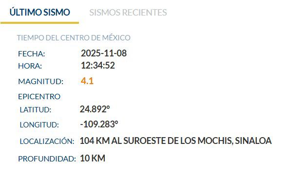 $!Sismo de magnitud 4.1 sacude la zona de Los Mochis
