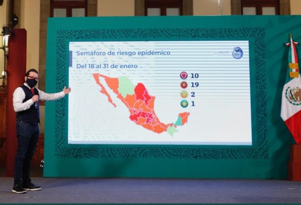 México tiene 10 estados en rojo por Covid-19; 17 en naranja están en el límite y se prende la alerta