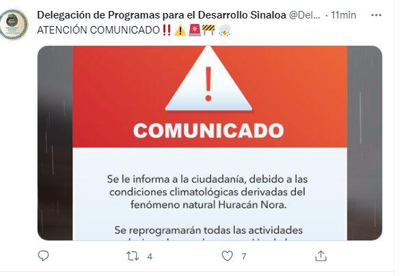 Por ‘Nora’, suspenden jornadas de vacunación contra el Covid en Sinaloa lunes y martes