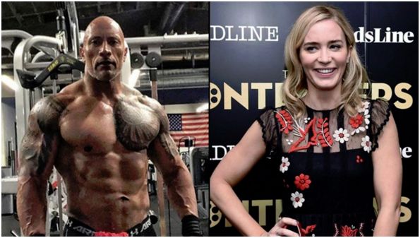 Dwayne La Roca Johnson y Emily Blunt.