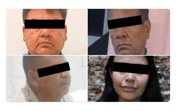 Servidores públicos detenidos en Morelos por presuntos actos de extorsión.