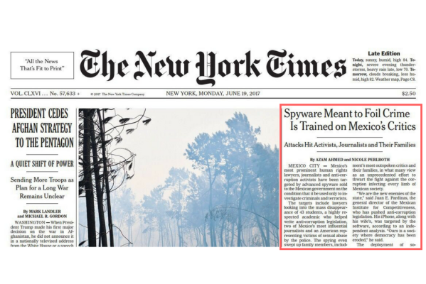El Gobierno mexicano espía con costoso software activistas, periodistas y abogados: NYT