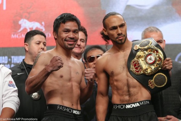 Manny Pacquiao y Keith Thurman chocan este sábado en Las Vegas. (Foto: @BoxingInsider)