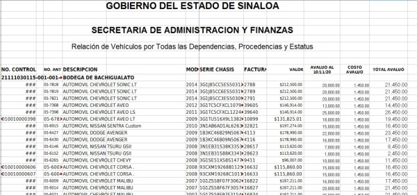 A precio de 'ganga', Gobierno de Sinaloa ofrece a burócratas vehículos oficiales en desuso
