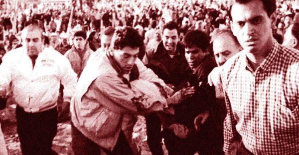 Momento del crimen ocurrido en Tijuana, cuando asesinaron a Luis Donaldo Colosio Murrieta.