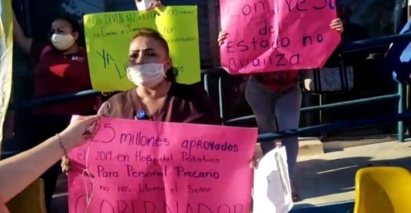En Culiacán, trabajadores del Hospital Pediátrico exigen liberación de recurso etiquetado para sueldos