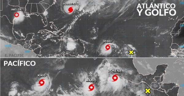 Tres huracanes en el Pacífico, 3 más en el Atlántico y en el Golfo; y al menos uno ya afecta México