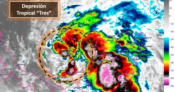 La depresión tropical Tres provocará lluvias en 7 estados