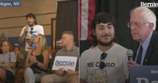 Bernie Sanders comparte VIDEO de un migrante, maestro en EU… y con camisa del Me canso ganso