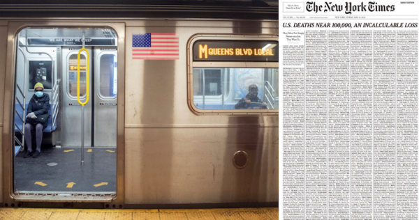 Con histórica portada, The New York Times homenajea a los casi 100 mil muertos por COVID-19 en EU