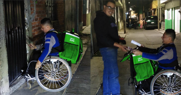 Repartidor de Uber Eats entrega pedidos a bordo de su silla de ruedas en Morelia y conquista la red