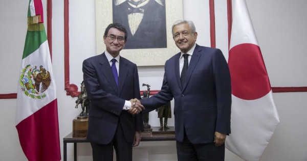AMLO y Ebrard se reúnen con el Ministro de Relaciones Exteriores de Japón; promete invertir más en México