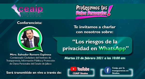 Ceaip invita a charla Riesgos de la privacidad en WhatsApp