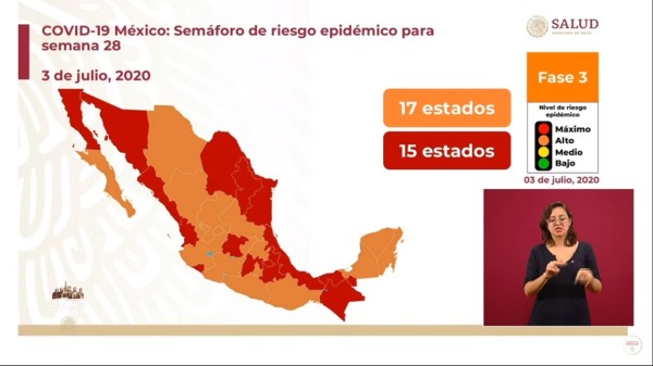 Sinaloa, dentro de los 15 estados en máximo riesgo epidémico, en semáforo rojo