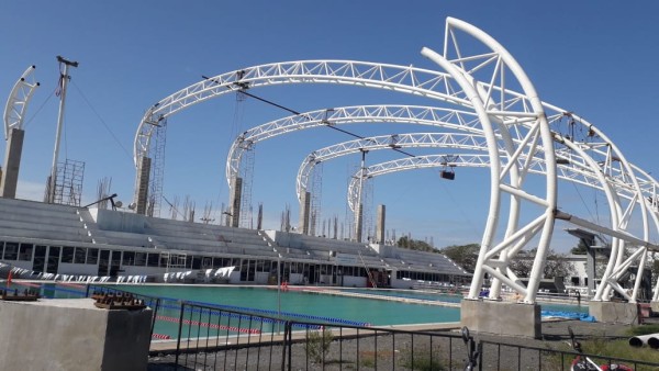 Velaria de la alberca olímpica de Mazatlán lleva 70% de avance