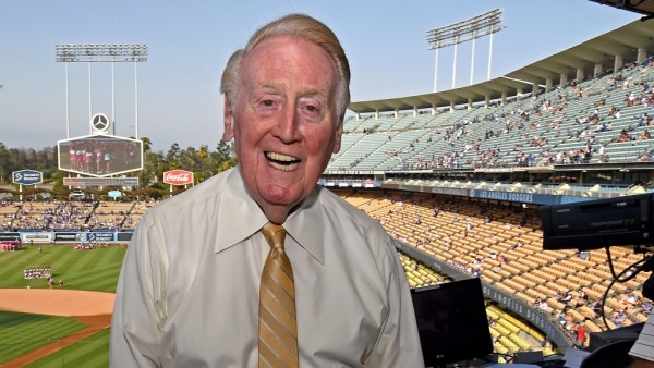 Vin Scully, legendario cronista de los Dodgers de Los Ángeles.