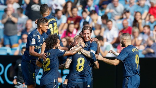 No le importó a Real Madrid ceder el control del juego al Celta, que dominó, pero sin inquietar demasiado al meta belga. (Foto: Twitter @realmadrid)