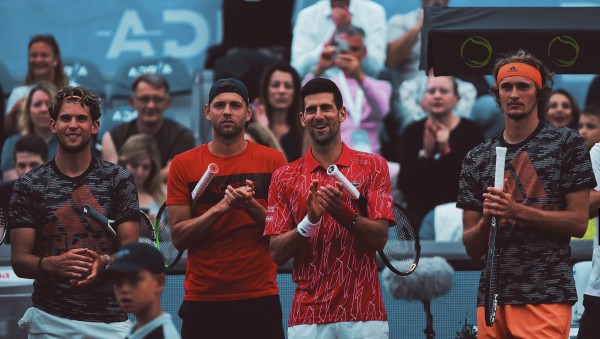Dominic Thiem, Grigor Dimitrov, Novak Djokovic y Alexander Zverev. (Foto: Twitter @novakfanchile)