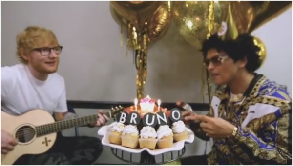 Bruno Mars recibe sorprendente regalo de cumpleaños de Ed Sheeran
