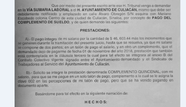 Dirigente del Sindicato del Ayuntamiento, en Culiacán, cobraba doble sueldo