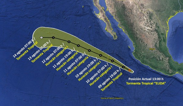 Se forma tormenta tropical ‘Elida’ en el Océano Pacífico