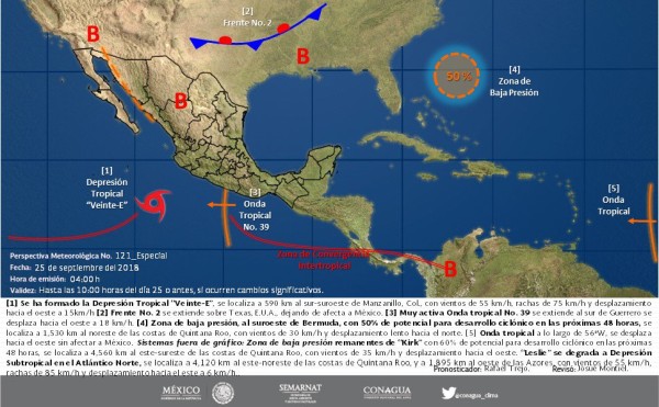 Se forma Tormenta Tropical Rosa; no afectará directamente a Sinaloa: Protección Civil