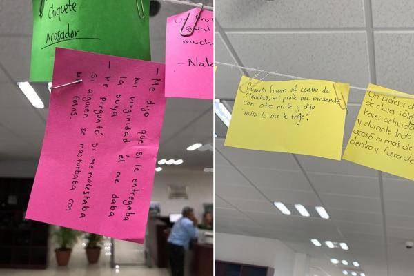 Tendederos en centros educativos de Sinaloa donde se han expuesto casos de acoso sexual.