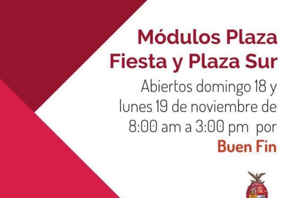 Por Buen Fin, abrirán domingo y lunes los módulos de recaudación en Culiacán