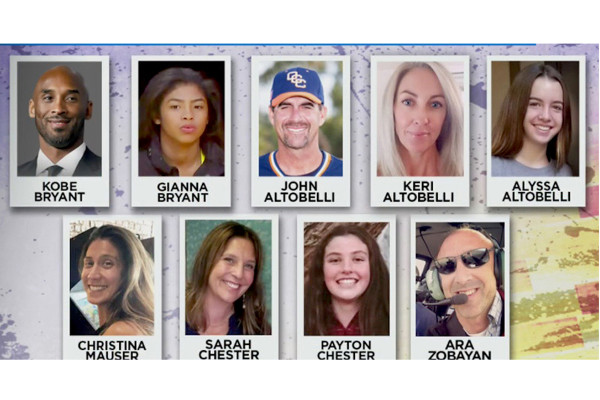 Autoridades de EU revelan la identidad de las 9 víctimas del accidente de helicóptero de Kobe Bryant