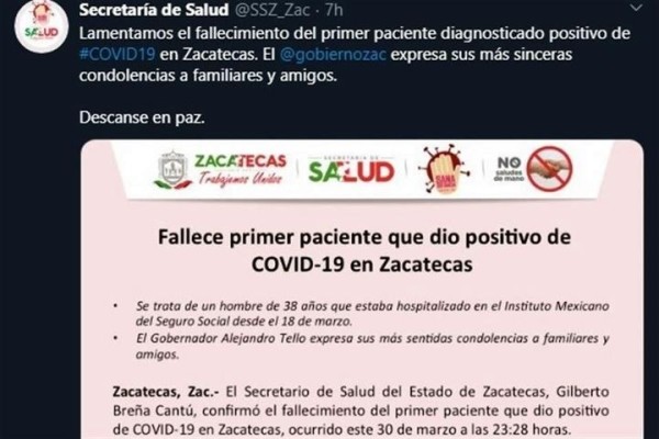 En Zacatecas, muere médico del IMSS por Covid-19