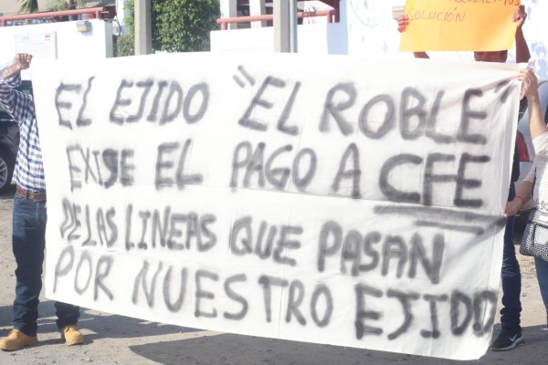 Ejidatarios de El Roble reclaman a CFE deuda de hace 16 años