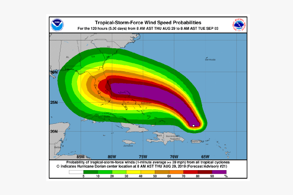 El huracán Dorian, una peligrosa amenaza para Florida