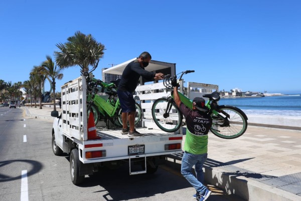 Retiran del malecón de Mazatlán las bicicletas públicas
