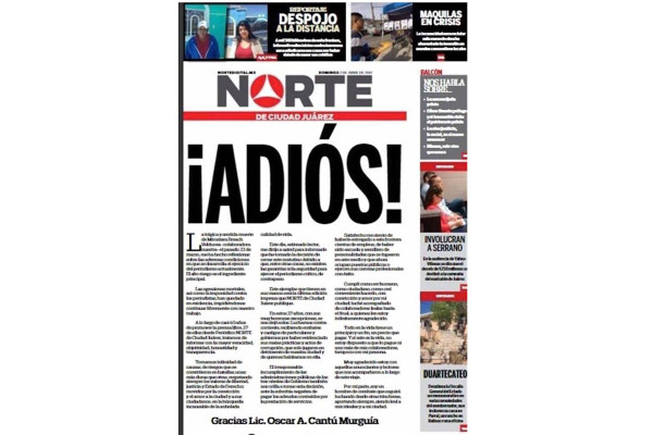 Cierra periódico Norte de Ciudad Juárez por inseguridad