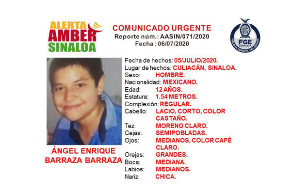 Buscan al niño Ángel Enrique en Culiacán