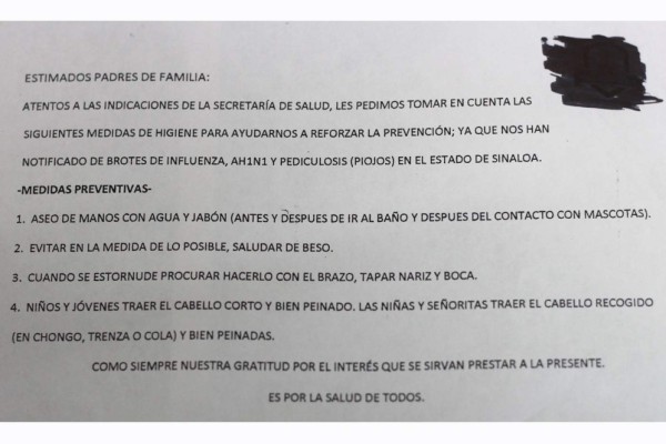 Llama Salud a evitar en Mazatlán brote de piojos e influenza