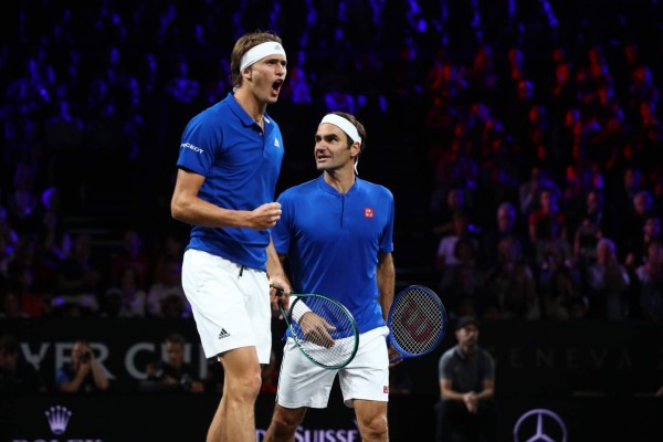 Alexander Zverev y Roger Federer ganan su partido. (Foto: Twitter @LaverCup)