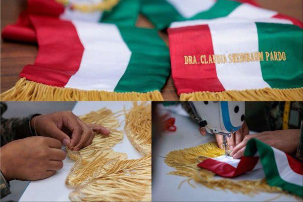 $!Fotos: así se confeccionó la banda presidencial que Sheinbaum usará en su primer Grito de Independencia