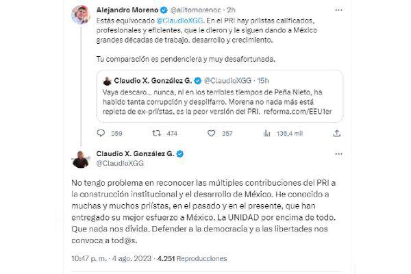 $!Priistas exigen disculpa a Claudio X. González por llamar a Morena la ‘peor versión del PRI’