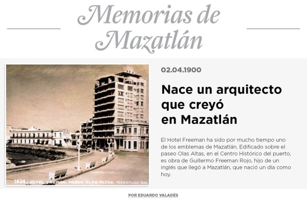 Memorias de Mazatlán/Nace un arquitecto que creyó en Mazatlán