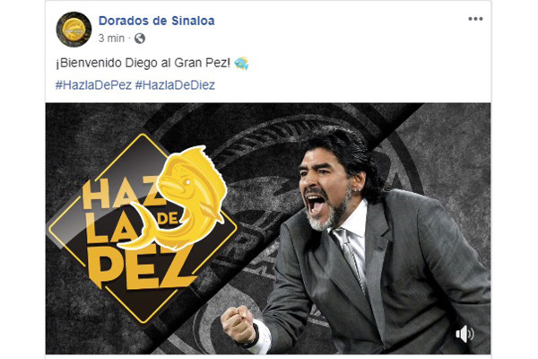 Confirman a Diego Armando Maradona como director técnico de Dorados de Sinaloa