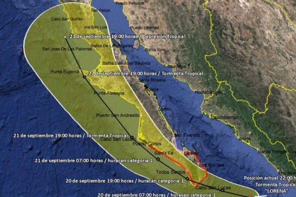Pronóstico de movimientos de Lorena para los próximos días.