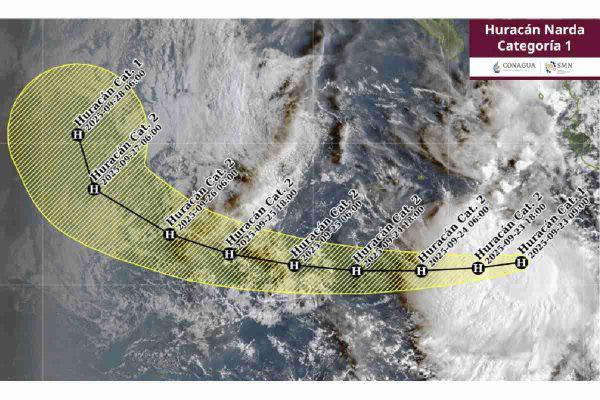 $!Tormenta tropical Narda se convierte en huracán categoría 1; provocará lluvias en estos estados