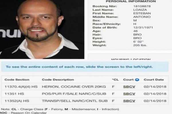 Detienen a Esteban Loaiza en posesión de cocaína y heroína