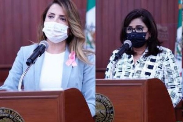 Diputadas locales Roxana Rubio Valdez y Elva Margarita Inzunza Valenzuela.