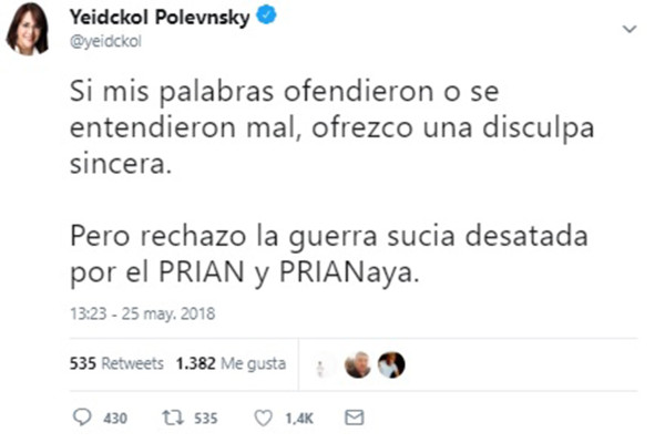 Entre lo dicho y los tuits: las declaraciones de Yeidckol Polevnsky sobre un preso político y el exprocurador